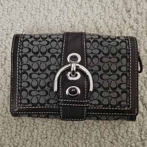 Coach Black and Gray Signature Wallet